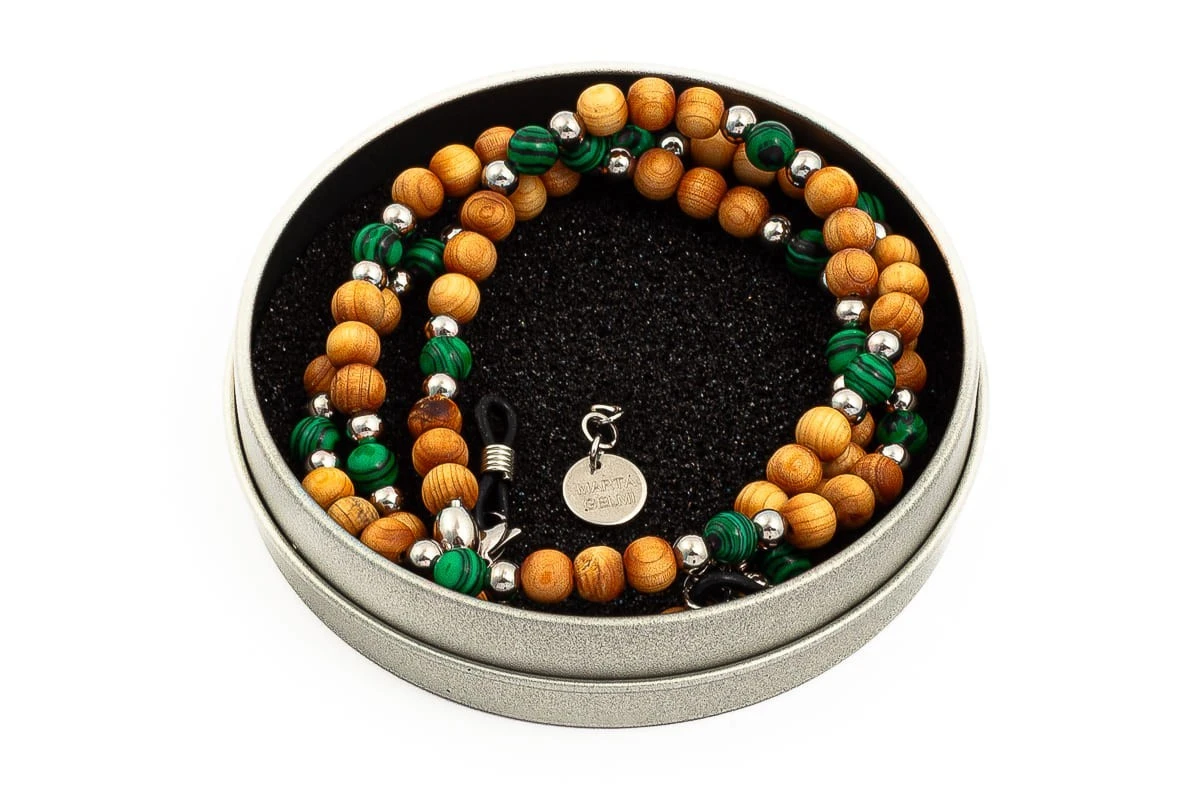Catenella Occhiali - Collana MARTA GELMI 3XTE Wood Legno Chiaro E Malachite 5 Catenella Occhiali - Collana MARTA GELMI 3XTE Wood Legno Chiaro E Malachite - immagine 3