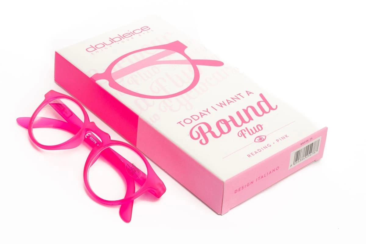 Occhiali Da Lettura Premontati DOUBLEICE Round Fluo Pink 3 Occhiali Da Lettura Premontati DOUBLEICE Round Fluo Pink